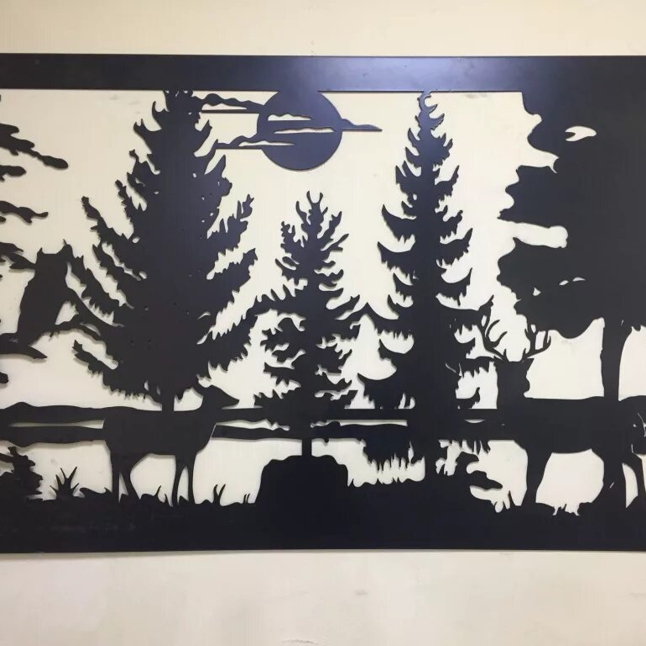 Картина в лесу из металла лазерная резка.